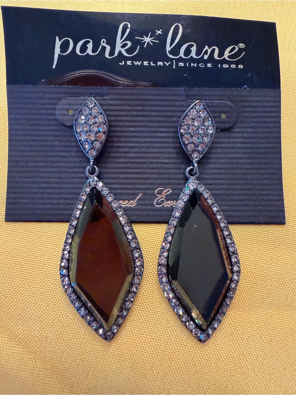 Park Lane Brown Crystal Statement Pierced Earrings New